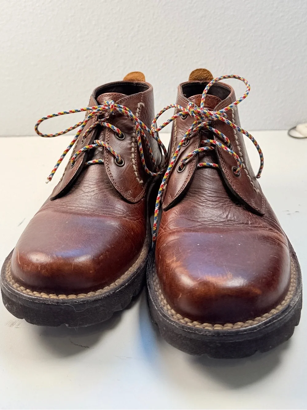 H S Trask Mens 8.5 M Brown Bison Leather Chukka Boots Lug Sole Vintage Brazil